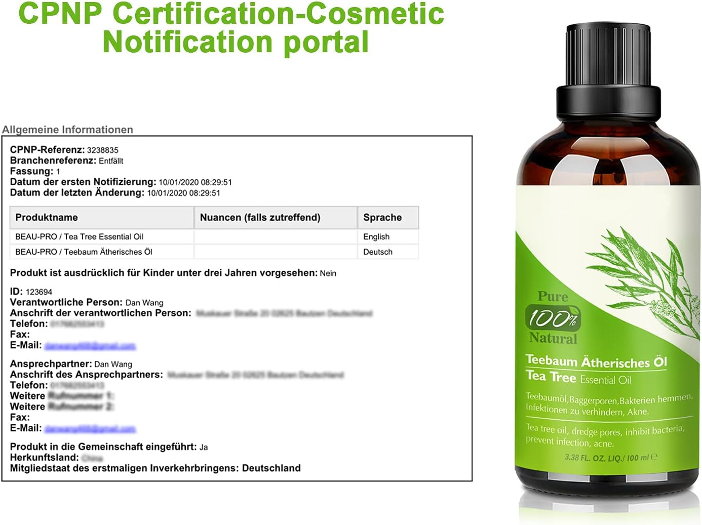 Aceite Esencial de Árbol de Té 100% Natural - Tratamiento Antiacné y Cuidado Integral para Piel y Cabello, 100 ML