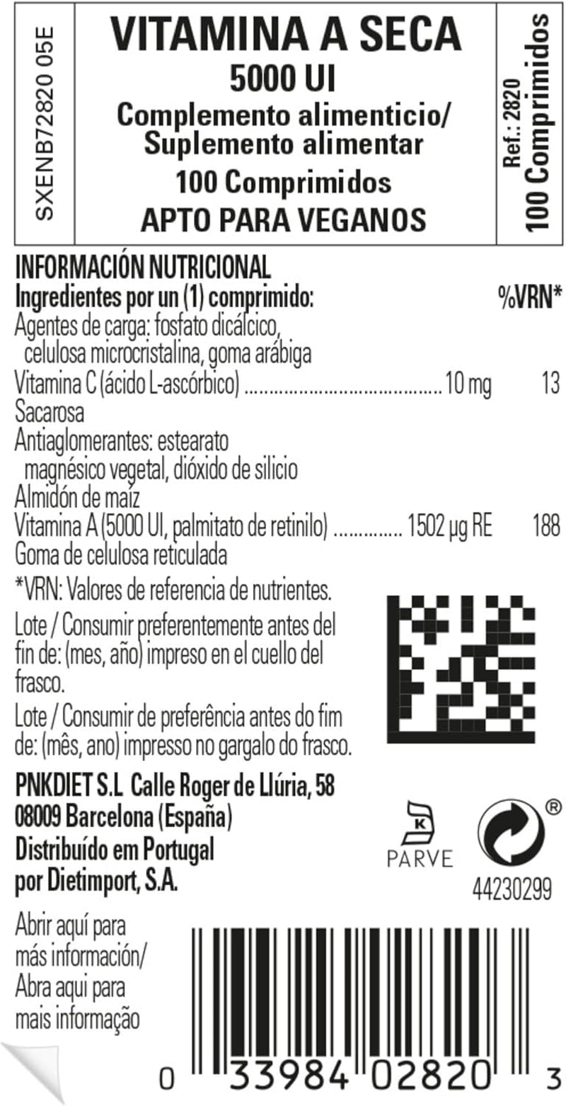 Solgar Vitamin A Dry 5000 IU Tablets - 100 Count Multicolor Packaging