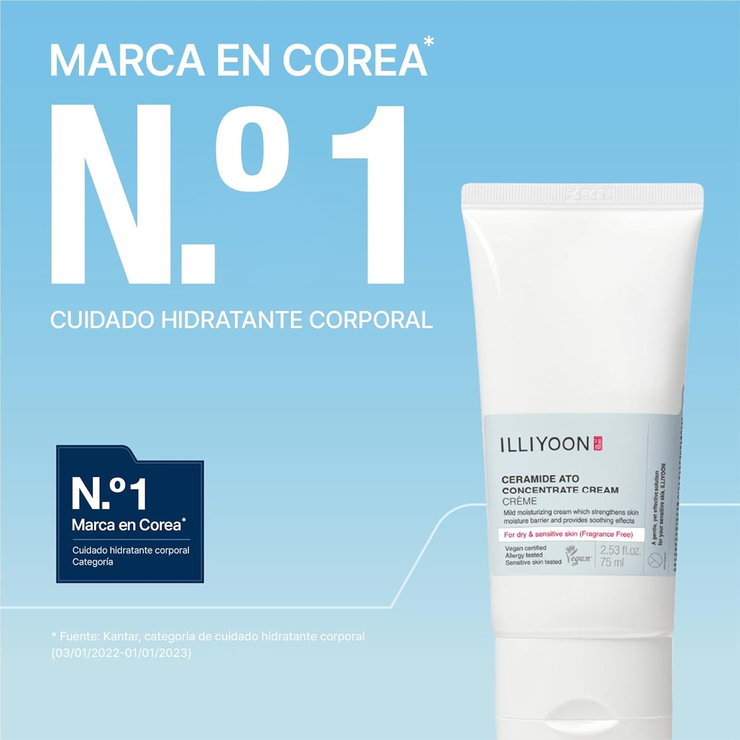 ILLiYOON Ceramida Ato Concentrated Cream - Ultimate 100-Hour Hydration for Dry & Sensitive Skin, Safe for Babies & Adults, Vegan & Fragrance-Free