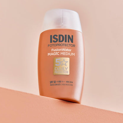 ISDIN Fusion Water Magic Color SPF 50 - Your Daily Essential Tinted Facial Sunscreen with Superior Protection in 3 Beautiful Shades, 50ml