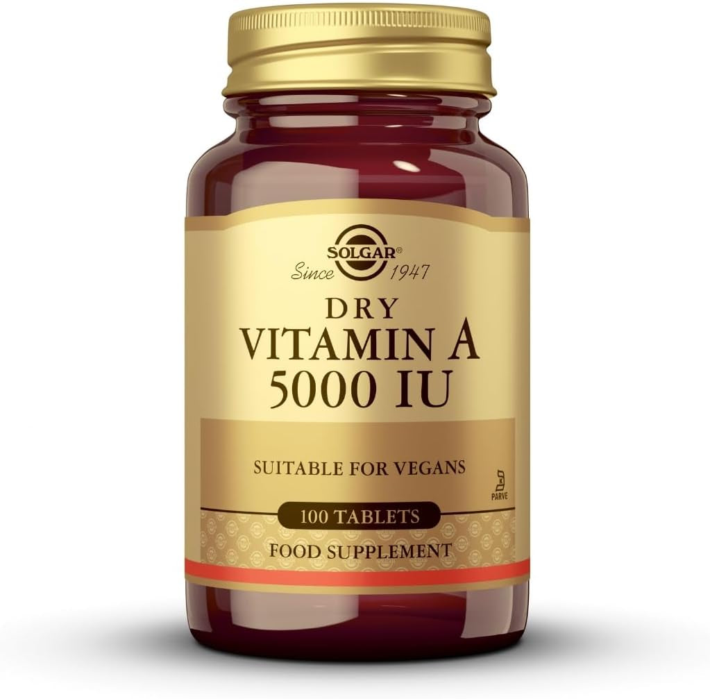 Solgar Vitamin A Dry 5000 IU Tablets - 100 Count Multicolor Packaging