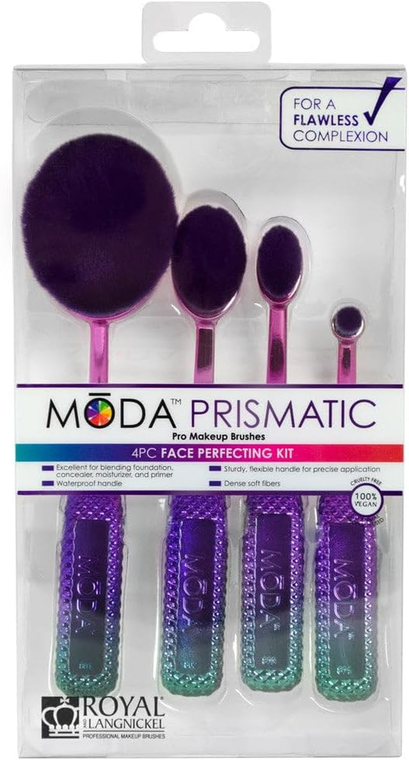 Elevate Your Makeup Game with the Royal & Langnickel Prisma Facial Perfection Brush Set - 4 Essential Brushes for Flawless Application