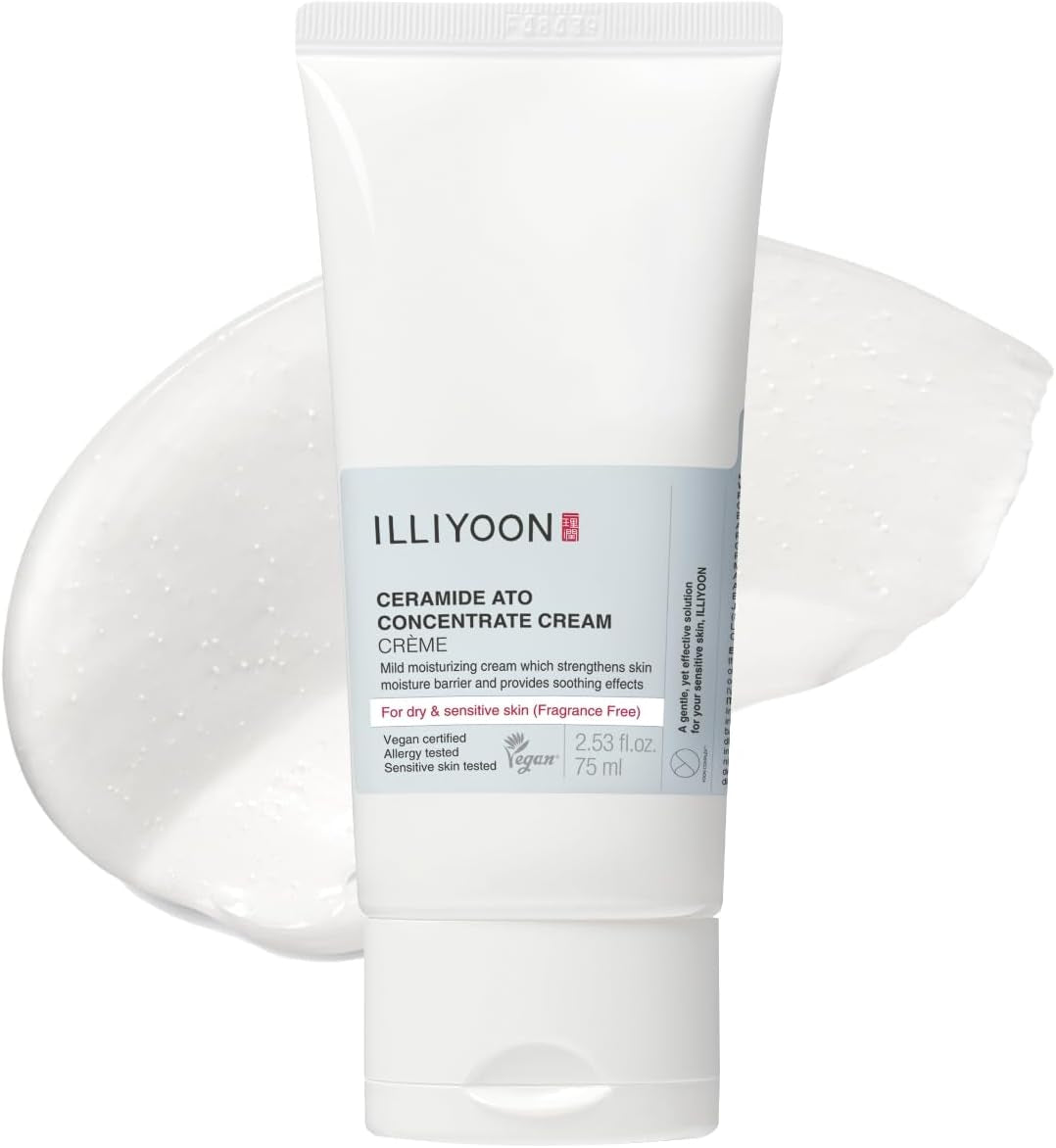 ILLiYOON Ceramida Ato Concentrated Cream - Ultimate 100-Hour Hydration for Dry & Sensitive Skin, Safe for Babies & Adults, Vegan & Fragrance-Free