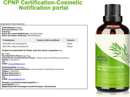 Aceite Esencial de Árbol de Té 100% Natural - Tratamiento Antiacné y Cuidado Integral para Piel y Cabello, 100 ML