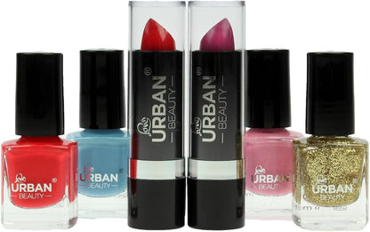 Unleash Your Creativity with the LOVE URBAN BEAUTY Hot Pink Vegan Makeup Kit - 82-Piece Set for Teens and Women Featuring Eyeshadows, Blush, Lipsticks, and Nail Products