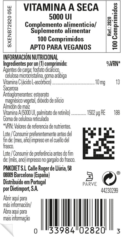 Solgar Vitamin A Dry 5000 IU Tablets - 100 Count Multicolor Packaging