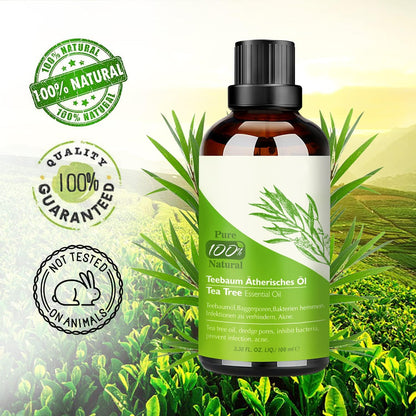Aceite Esencial de Árbol de Té 100% Natural - Tratamiento Antiacné y Cuidado Integral para Piel y Cabello, 100 ML
